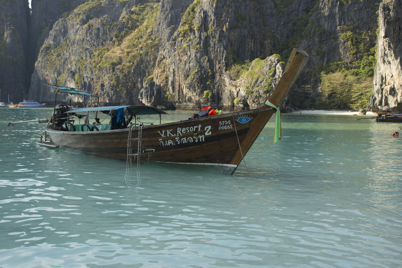 tree, thailand, outdoors, asia, no people, transportation, anchored, phi phi iceland, beauty in nature, nature, waters, water, island, longtail boat, buddhism