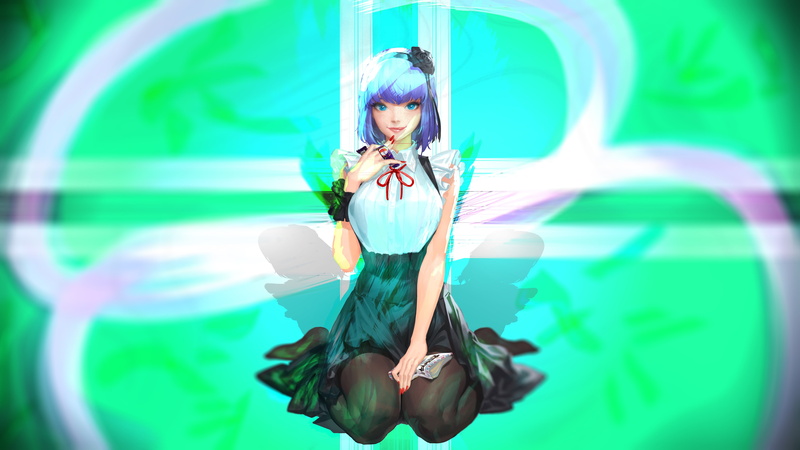 anime girls, green, blue hair, 5K, Shidare Hotaru, anime, Dagashi Kashi