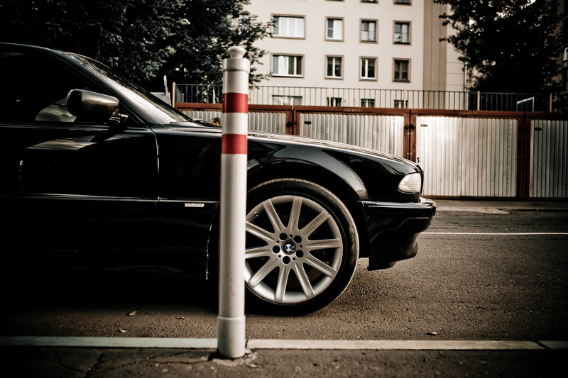 black Color, seven, Car, mode of transportation, black, architecture, speed, traffic, 4K, building exterior, stationary, land Vehicle, BMW, transportation