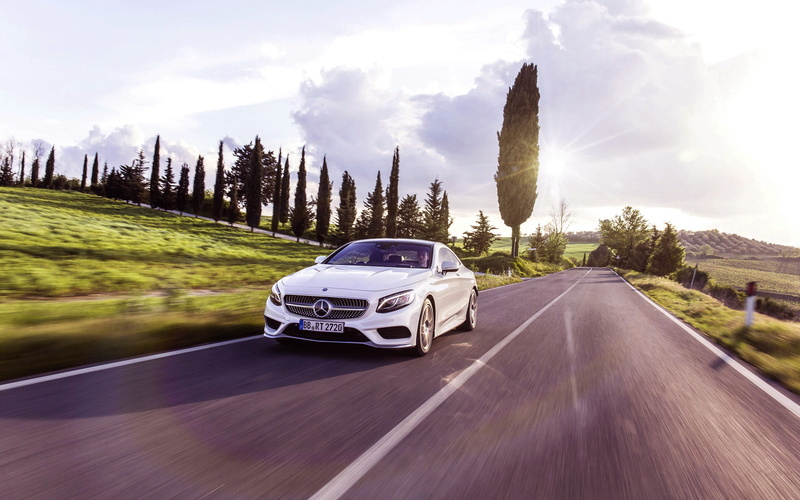 road, In Motion, Mercedes-Benz, auto, class, s, white, car, benz, 2K, light, Mercedes, S-Class, asphalt, coupe