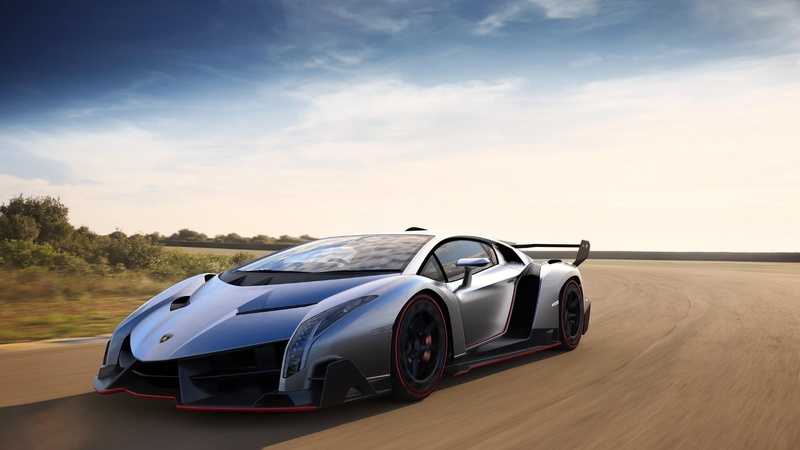 sky, sports car, tire, speed, nature, auto racing, veneno, 1080P, motorsport, road trip, cloud - sky, lamborghini, motion, sports race, land vehicle, car