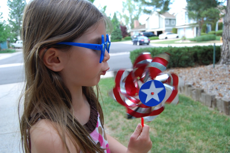 holiday, color, usa, blowing, white, pinwheel, fourth, july, holding, focus on foreground, real people, wearing, innocence, red, glasses, stripes, portrait