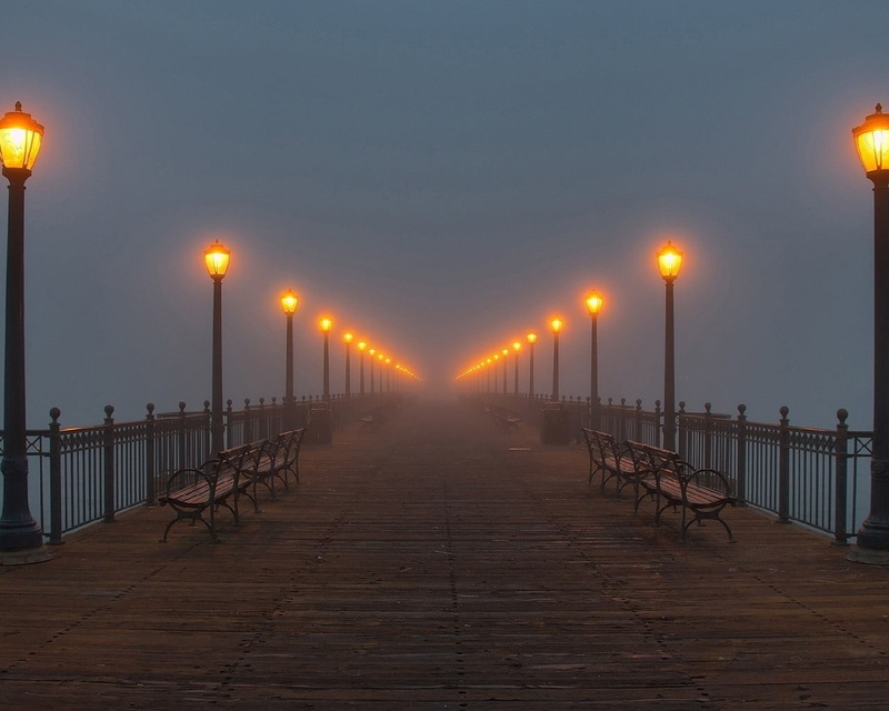 direction, electric lamp, railing, glowing, street, lot, diminishing perspective, footpath, lamppost, dusk, illuminated, no people, nature, absence, sunset