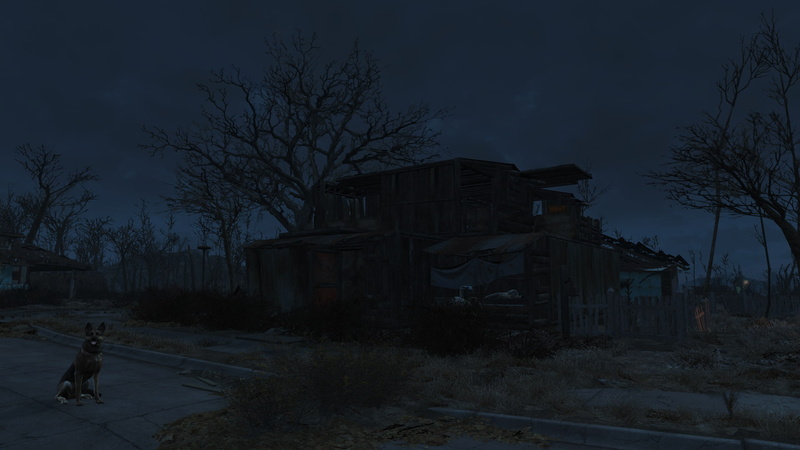 outdoors, dusk, video games, tree, house, residential district, nature, 1080P, building, bare tree, plant, spooky, building exterior, city, Fallout, built structure