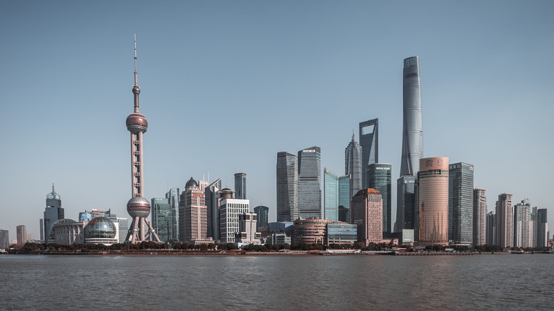 waterfront, river, skyline, built structure, nature, skyscrapper, sky, outdoors, city, pole tower, travel destinations, water, tall - high, travel, shanghai