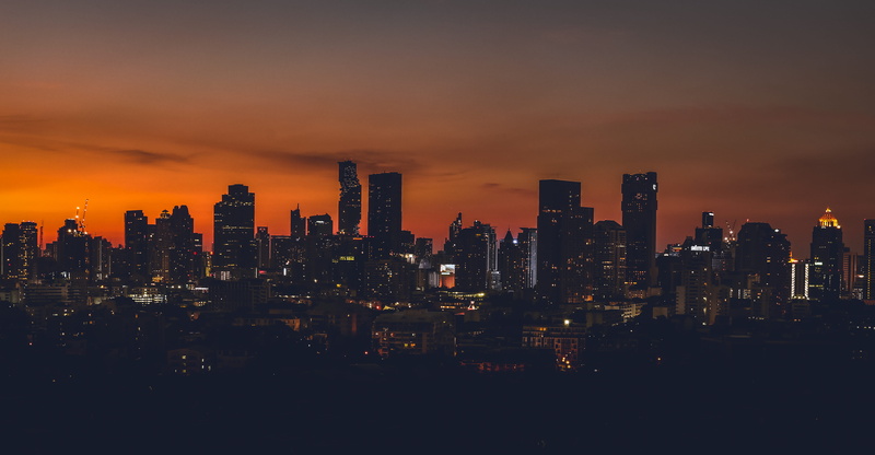 night, photography, architecture, modern, sunset, nature, illuminated, crowd, downtown, thailand, aerial, time, building exterior, residential district