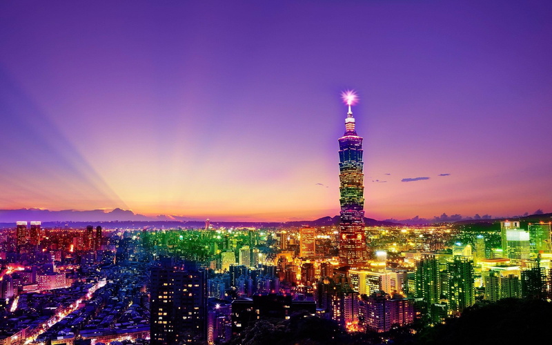 sky, tower, urban skyline, illuminated, night, financial district, travel, city life, building, travel destinations, 2K, purple, evening, built structure