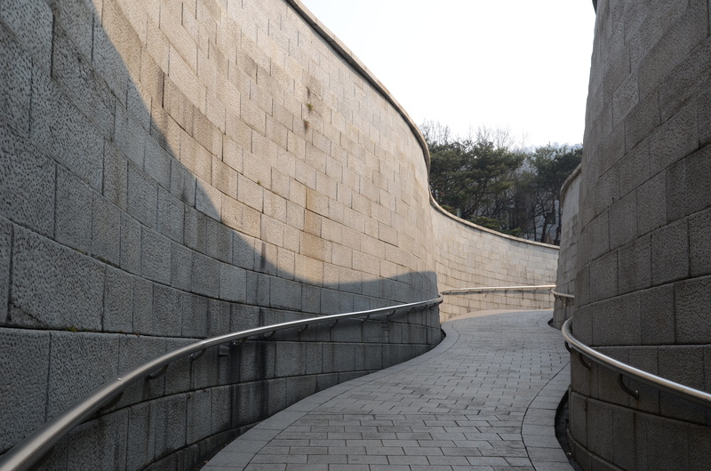 gil, day, sky, city, wall - building feature, direction, korea, the way forward, namsan hanok village, wall, building exterior, namsan, staircase, built structure