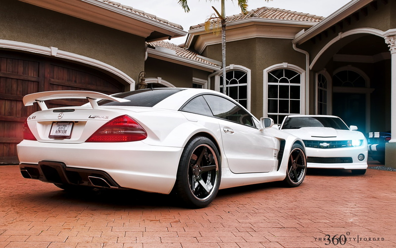 house, mode of Transport, sedan, stationary, vintage car, no People, retro styled, Mercedes, luxury, SL65, modern, outdoors, mode of transportation, red