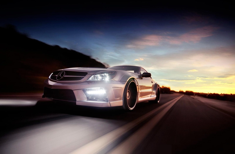 amg, mercedes, sl, benz, automobiles, mercedesbenz, sunset, night, art, cars, automotive, 1080P, hd, might, roads