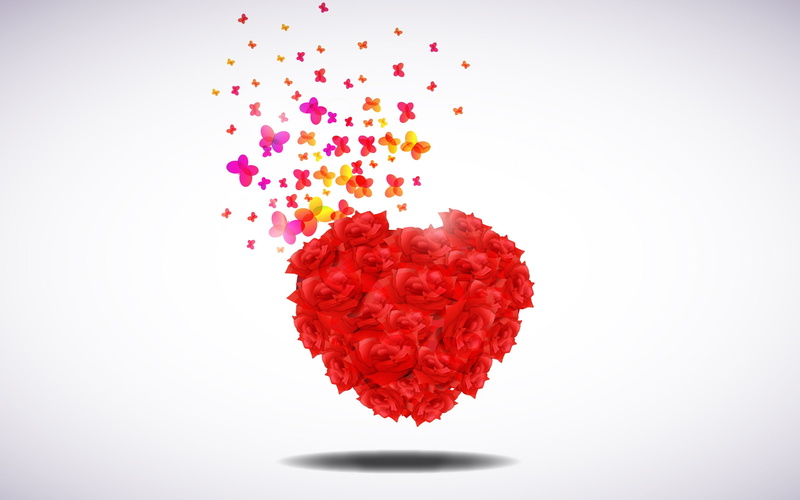 heart, 2K, butterfly, graphic design, simple background