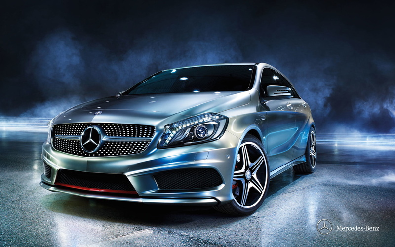 night, smoke - physical structure, chrome, transportation, silver colored, activity, Mercedes-Benz, car, 1080P, motion, headlight, motor vehicle, shiny