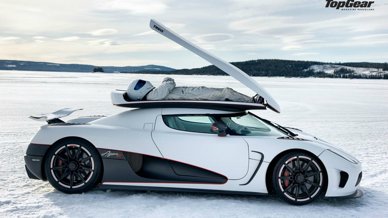 mode of transportation, motor vehicle, travel, day, white, wheel, nature, Koenigsegg Agera, vehicle, cloud - sky, snow, environment, no people, The Stig