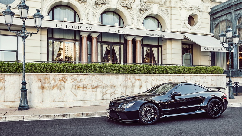 window, built structure, retro styled, road, building, transportation, building exterior, outdoors, railing, architecture, AMG Black Series, day, mode of transportation