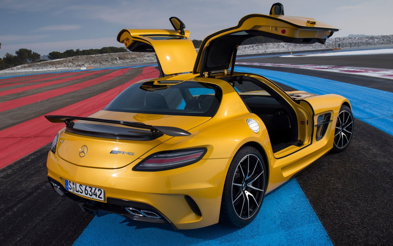 Mercedes, Mercedes-Benz, Black Series, rear view, SLS, 1080P, yellow, AMG, door