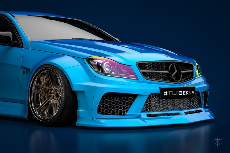car, 1080P, blue cars, Mercedes-Benz C63, vehicle, Mercedes Benz