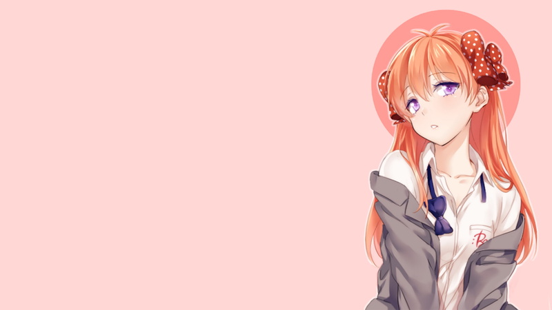 profile view, copy space, studio shot, Sakura Chiyo, indoors, waist up, clothing, blond hair, happiness, smiling, standing, one person, human representation