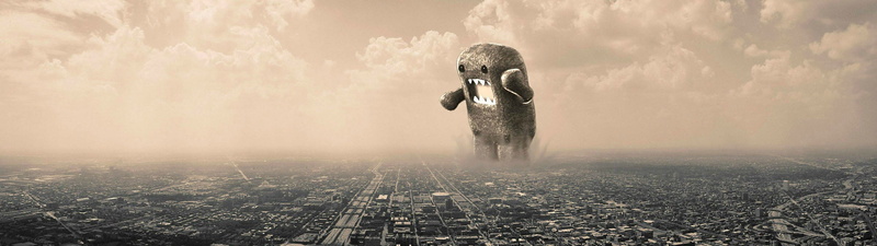 Domo, Dual Monitors, Multiple Display, abstract, Monster (anime), mist, 4K, Cityscape