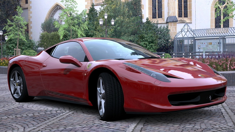 red cars, 1080P, Ferrari 458 Italia, built structure, motor vehicle, architecture, vehicle, video games, red, CGI, reflection, day, luxury, sports car