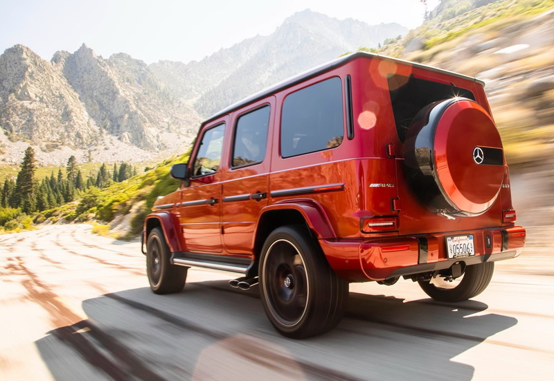 safety, security, outdoors, g63, sunlight, tree, 720P, red, nature, wheel, mountain range, motor vehicle, mode of transportation, mercedes-benz, amg, land vehicle