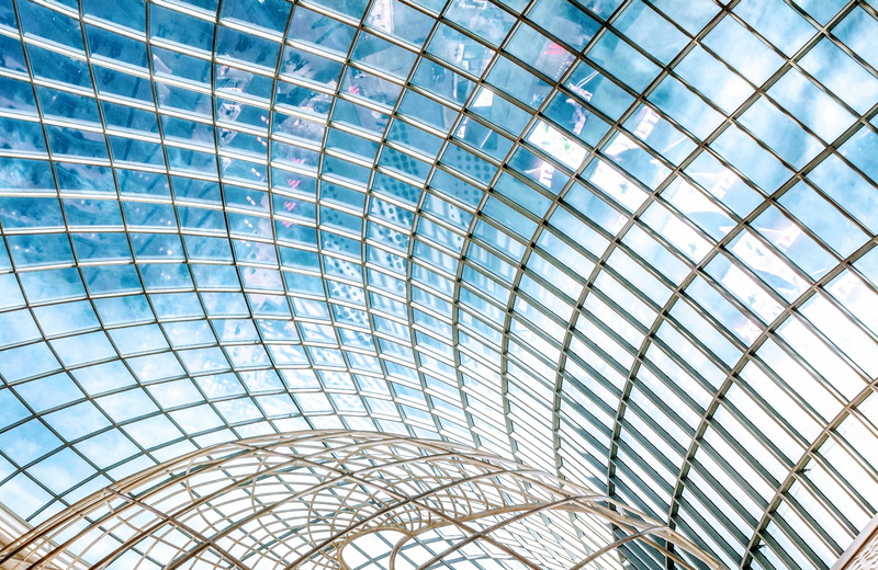 futuristic, architectural design, low angle view, reflection, ceiling, pattern, building, backgrounds, geometric, geometric shape, architectural feature
