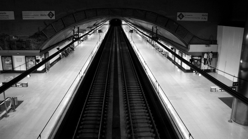 train station, white, railway, tunnel, black, 1080P