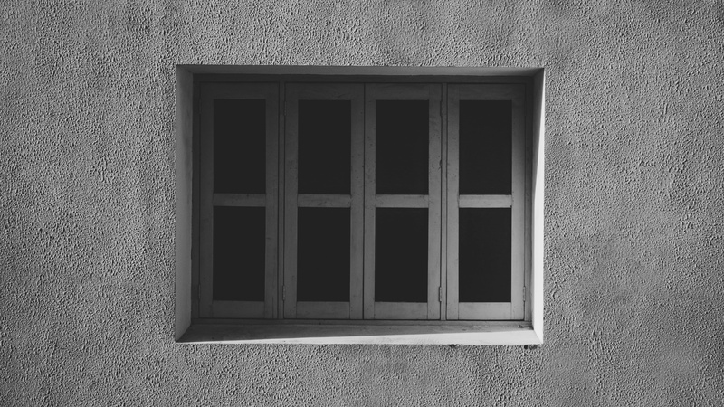 black and white, built structure, house, wood - material, glass - material, building, geometric shape, windowpane, building exterior, textured, wall, outdoors