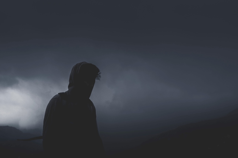 man, hood - clothing, adult, lifestyles, sky, rear view, depression - sadness, photo, women, contemplation, leisure activity, mystery, guy, 5K, cloud - sky