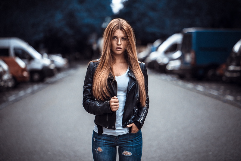 beautiful people, freckles, adolescence, long hair, child, torn jeans, mode of transportation, beautiful woman, transportation, beauty, leather jackets