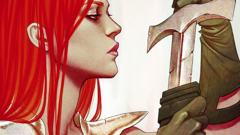 warrior, 1080P, Red Sonja, face, sword