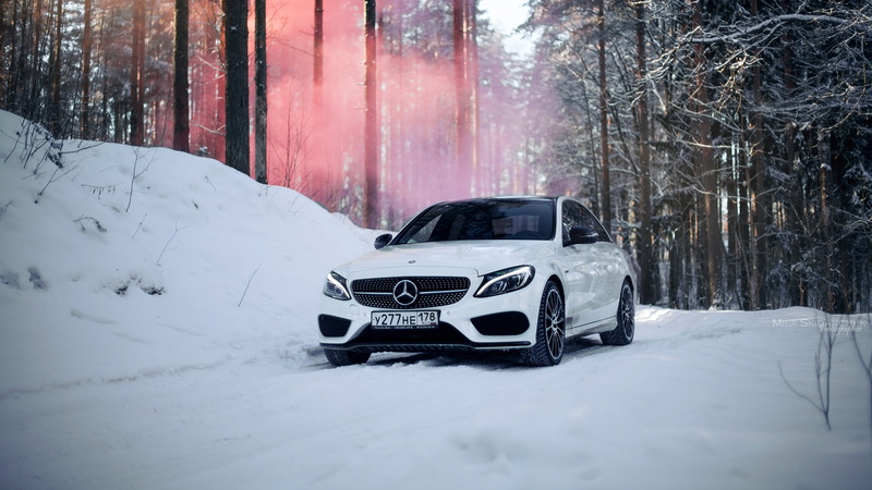Mercedes Benz, 4K, C63 AMG, winter