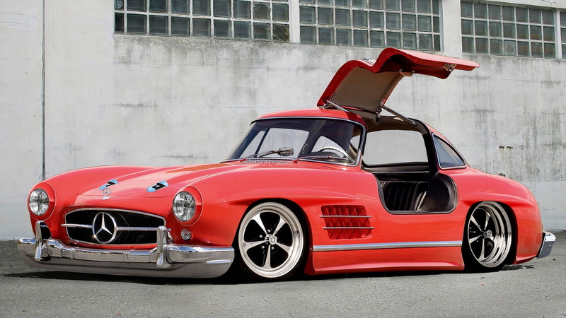 mode of transportation, motor vehicle, land vehicle, car, red, people, convertible, Mercedes-Benz, sports car, 1080P, transportation, built structure