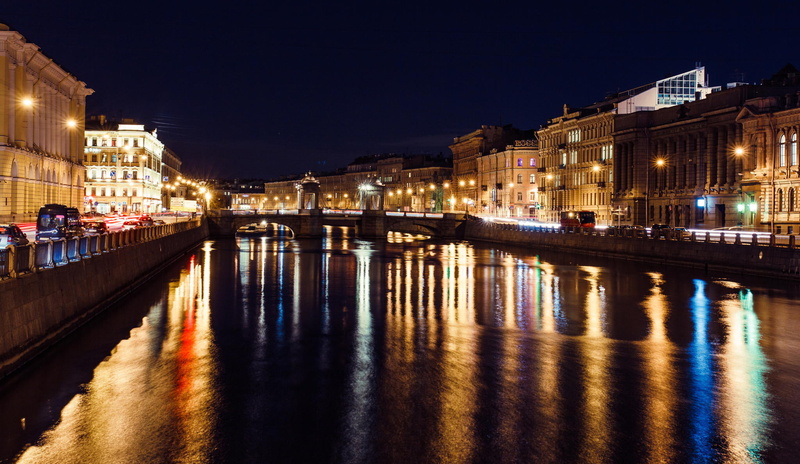 building, street, built structure, building exterior, Night, city, bridge - man made structure, 1080P, Russia, Saint Petersburg, sky, river, nature, buildings