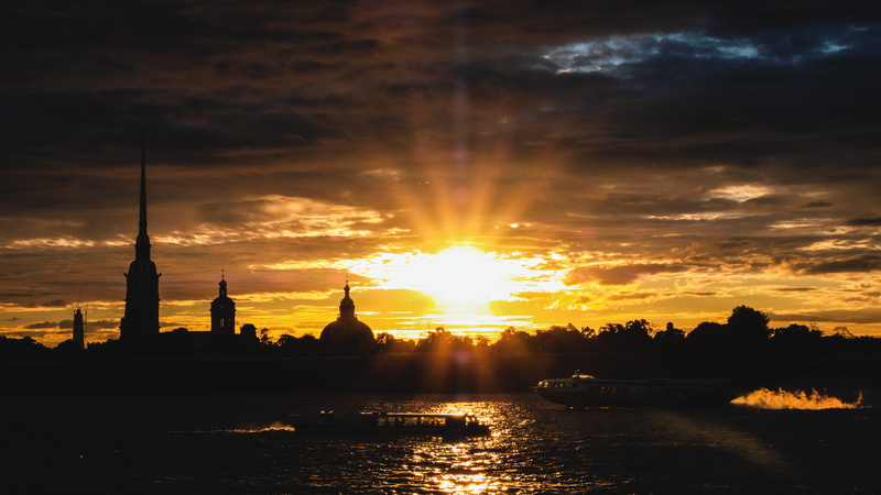 city, harmony, summer, building, reflection, moment, building exterior, nature, russia, fuji, sky, cloud - sky, river, spire, evening, architecture, fujifilm