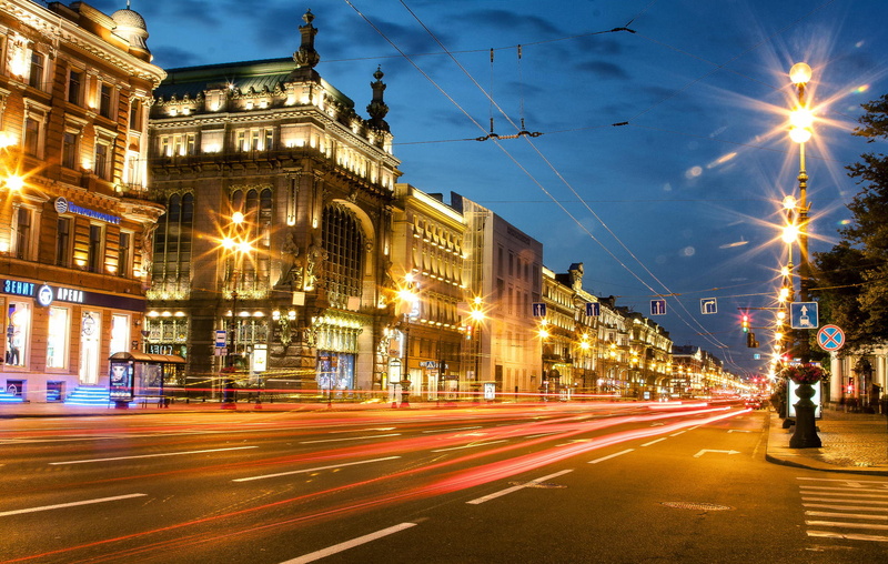 1080P, lighting Equipment, city street, traffic, twilight, light, travel Destinations, street Light, SPb, europe, building Exterior, people, downtown District