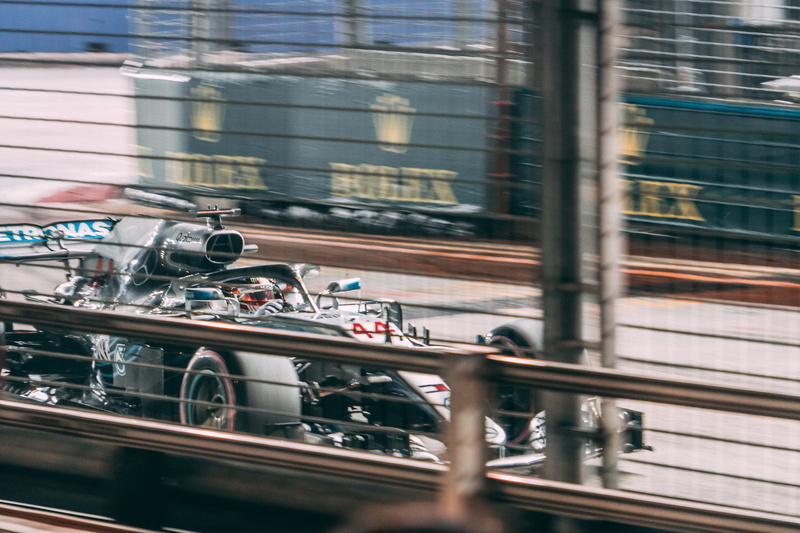 built structure, city, formula, on the move, day, white, blurred motion, land vehicle, men, amg, outdoors, mercedes, building exterior, railing, 5K, petronas