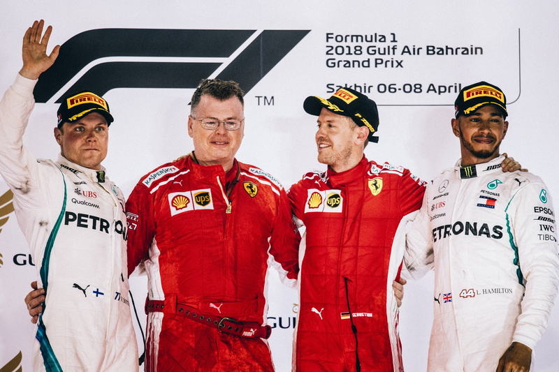 Bahrain, podiums, winner, Grand Prix, Lewis Hamilton, Sebastian Vettel, Mercedes AMG Racing, world champion, Mercedes AMG Petronas, Puma, Ferrari, Shell