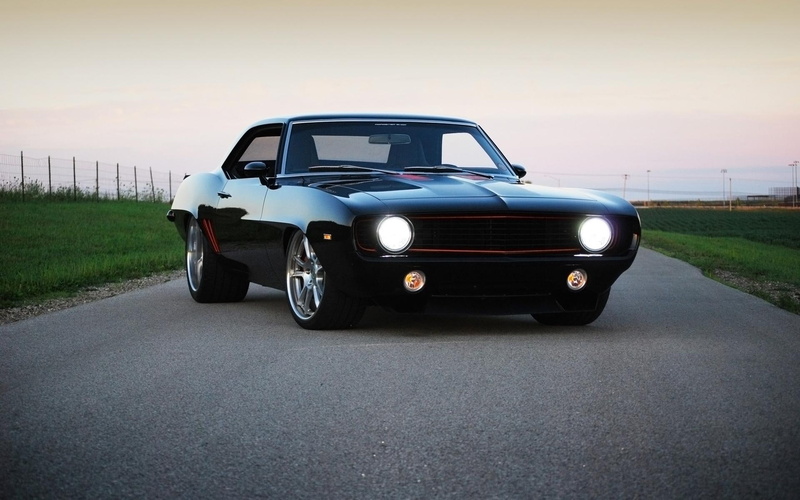 black, chevrolet, roadster, 1969, coupe, 1080P, cars, camaro