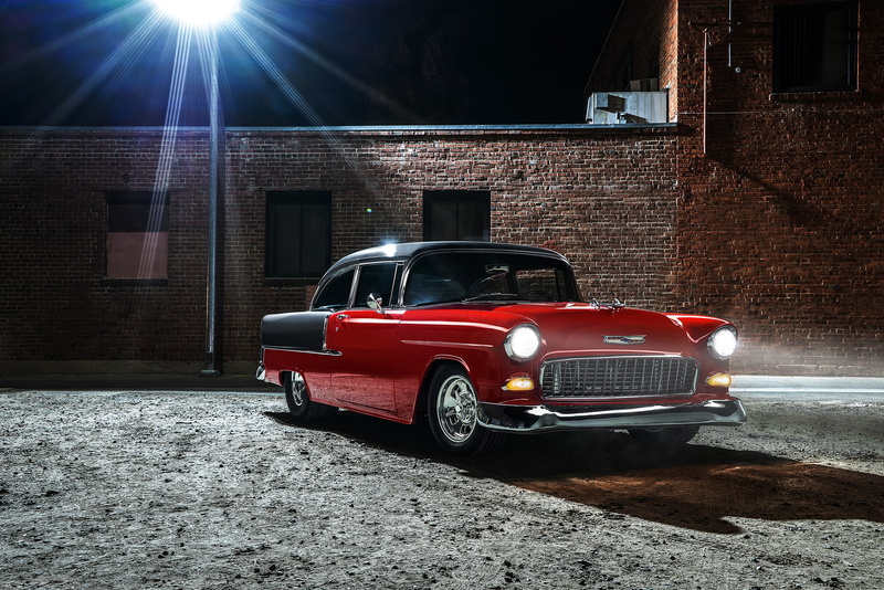 1955, classic, car, retro, Chevy Hardtop, Chevrolet Bel Air, 1080P