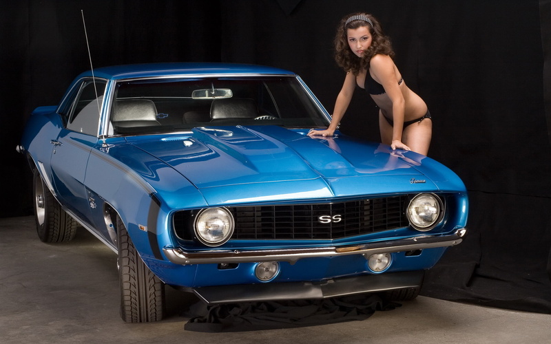 babes, camaro, girls, 1080P, chevy, brunette, cars