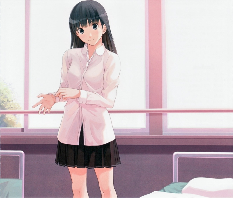 standing, Ayatsuji Tsukasa, uniform, clothing, beautiful woman, fashion, Amagami SS, three quarter length, looking at camera, front view, young women, anime girls