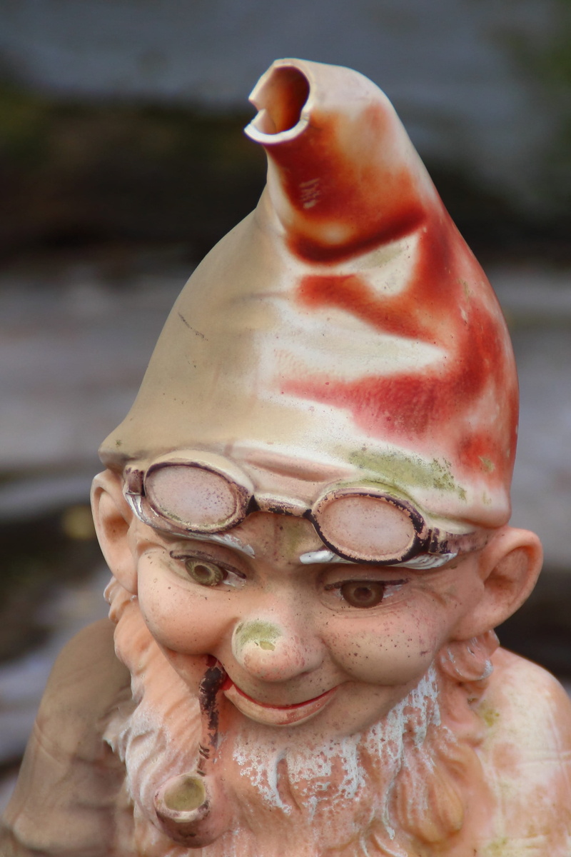 kobold, front view, Broken, children only, close-up, art and craft, outdoors, gnome, craft, female likeness, people, fabric, figure, childhood, child, statue