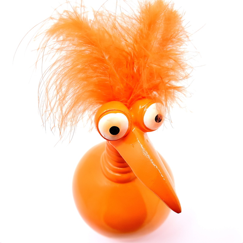 indoors, vertebrate, figure, orange, close-up, 4K, still life, decor, human representation, craft, creativity, background, bird, no people, single object