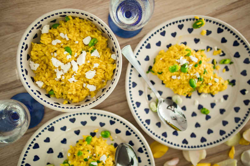 still life, bean, hearts, food And Drink, broad, bowl, indulgence, high angle view, petals, cultures, freshness, temptation, yellow, plate, Risotto, eating utensil