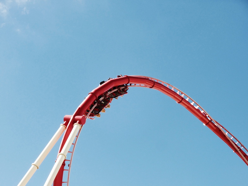 roller, amusement park ride, rollercoaster, positive emotion, copy space, arts culture and entertainment, fun, low angle view, roller coaster, no people