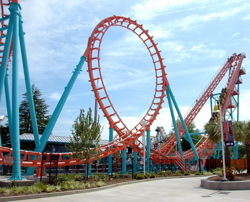 travel destinations, recreation, sky, thrill, fear, loop, city, play, summer, architecture, built structure, family, 1080P, motion, adventure, track, nature