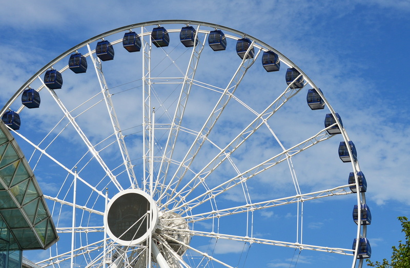 shape, cloud - sky, sky, travel destinations, carnival, spoke, summer, attraction, illinois, built structure, ferris, outdoors, tourism, blue, chicago