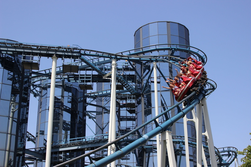 action, hat, low angle view, hardhat, industry, height, theme park, ride, coaster, day, leisure, refinery, storage tank, roller coaster, europa park, one person