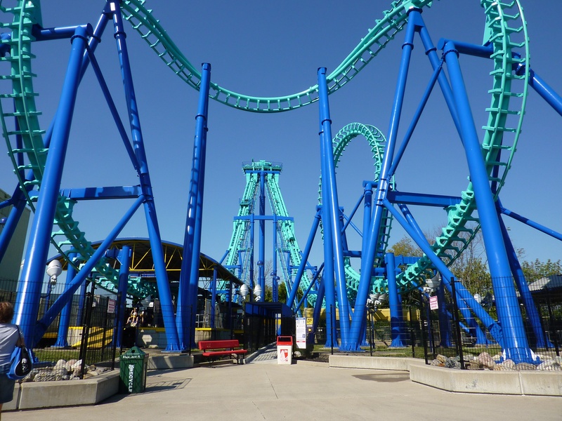 mood, connection, teal, coaster, outdoors, leisure, blue, architecture, the way forward, clear sky, attraction, fun, dynamic, lust for life, speed, theme park