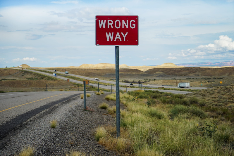 dirt road, cloud - sky, day, sign, environment, car, sky, text, vehicle, gras, 4K, way, street, western script, road, wrong way, highway, clouds, street sign